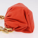 BOTTEGA VENETA The Chain Pouch Shoulder Bag Leather Orange Gold Auth 185382SAM-5