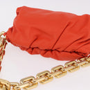 BOTTEGA VENETA The Chain Pouch Shoulder Bag Leather Orange Gold Auth 185382SAM-6