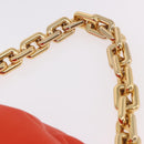 BOTTEGA VENETA The Chain Pouch Shoulder Bag Leather Orange Gold Auth 185382SAM-9