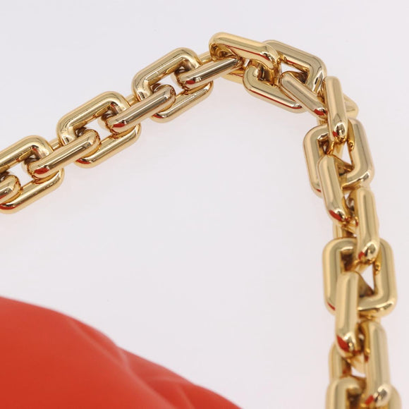 BOTTEGA VENETA The Chain Pouch Shoulder Bag Leather Orange Gold Auth 185382SAM