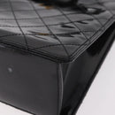 CHANEL Matelasse Hand Bag Patent leather Black Gold CC Auth 185385A-12