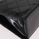 CHANEL Matelasse Hand Bag Patent leather Black Gold CC Auth 185385A-13