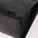 CHANEL Matelasse Hand Bag Patent leather Black Gold CC Auth 185385A-14