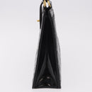 CHANEL Matelasse Hand Bag Patent leather Black Gold CC Auth 185385A-4