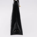 CHANEL Matelasse Hand Bag Patent leather Black Gold CC Auth 185385A-5