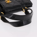 CHANEL Matelasse Hand Bag Patent leather Black Gold CC Auth 185385A-7