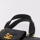CHANEL Matelasse Hand Bag Patent leather Black Gold CC Auth 185385A-8