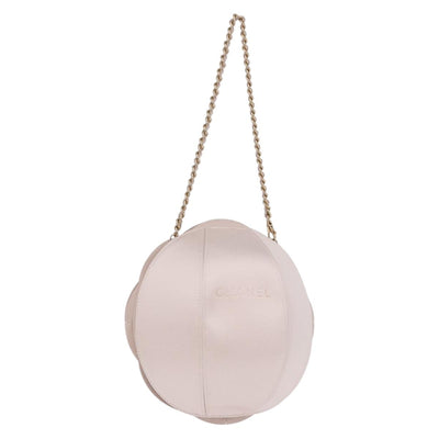 CHANEL Camellia Chain Hand Bag Lamb Skin Pink Gold CC Auth 185386SM