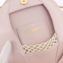 CHANEL Camellia Chain Hand Bag Lamb Skin Pink Gold CC Auth 185386SM-20