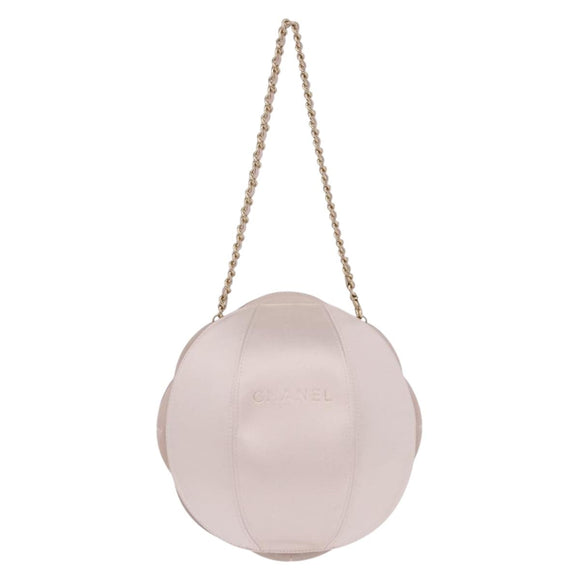 CHANEL Camellia Chain Hand Bag Lamb Skin Pink Gold CC Auth 185386SM