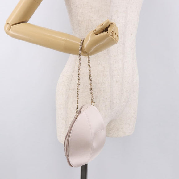 CHANEL Camellia Chain Hand Bag Lamb Skin Pink Gold CC Auth 185386SM