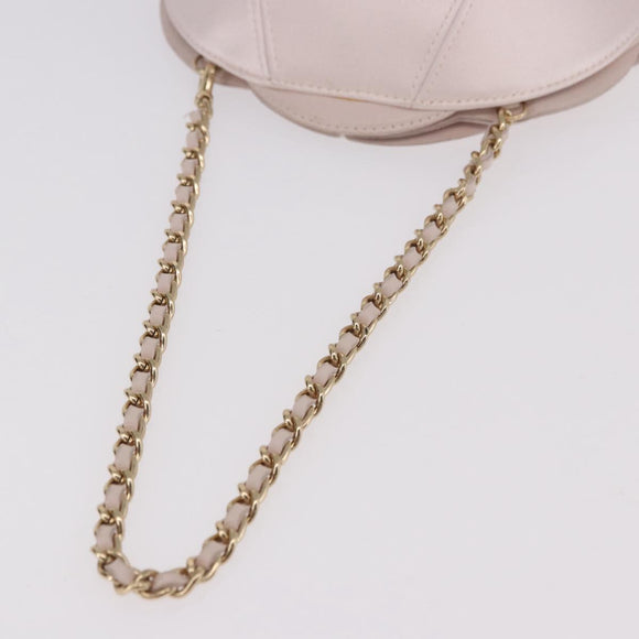 CHANEL Camellia Chain Hand Bag Lamb Skin Pink Gold CC Auth 185386SM