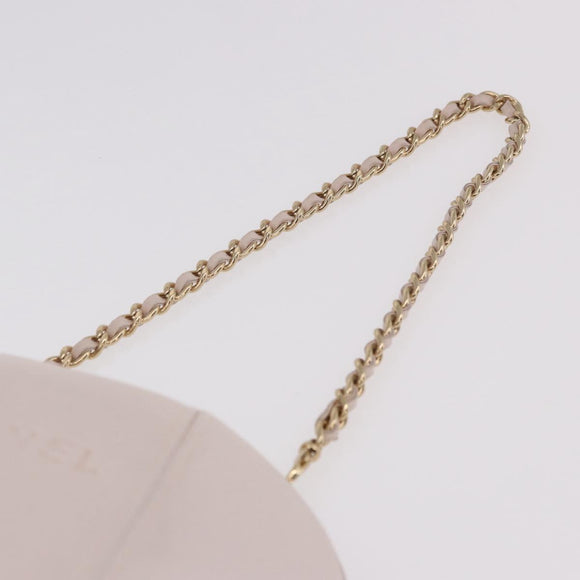 CHANEL Camellia Chain Hand Bag Lamb Skin Pink Gold CC Auth 185386SM