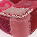 CHANEL Chain Patchwork Shoulder Bag Tweed Pink Silver CC Auth 185387SM-12