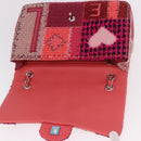 CHANEL Chain Patchwork Shoulder Bag Tweed Pink Silver CC Auth 185387SM-15