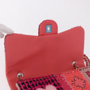 CHANEL Chain Patchwork Shoulder Bag Tweed Pink Silver CC Auth 185387SM-16