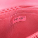 CHANEL Chain Patchwork Shoulder Bag Tweed Pink Silver CC Auth 185387SM-19