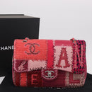 CHANEL Chain Patchwork Shoulder Bag Tweed Pink Silver CC Auth 185387SM-29