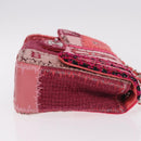 CHANEL Chain Patchwork Shoulder Bag Tweed Pink Silver CC Auth 185387SM-4