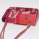 CHANEL Chain Patchwork Shoulder Bag Tweed Pink Silver CC Auth 185387SM-6