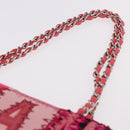 CHANEL Chain Patchwork Shoulder Bag Tweed Pink Silver CC Auth 185387SM-8