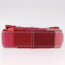 CHANEL Chain Patchwork Shoulder Bag Tweed Pink Silver CC Auth 185387SM-9