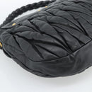 Miu Miu Matelasse Shoulder Bag Leather Black Gold Auth 185388V-9