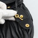Miu Miu Matelasse Shoulder Bag Leather Black Gold Auth 185388V-10