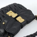 Miu Miu Matelasse Shoulder Bag Leather Black Gold Auth 185388V-6