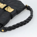 Miu Miu Matelasse Shoulder Bag Leather Black Gold Auth 185388V-7