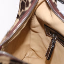 FENDI Shoulder Bag Harako leather Beige Silver Auth 185389V-18