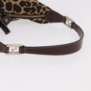 FENDI Shoulder Bag Harako leather Beige Silver Auth 185389V-7