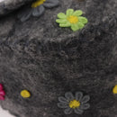 FENDI Floral Mamma Baguette Shoulder Bag Felt Gray Silver Auth 185390SAM-14
