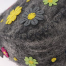 FENDI Floral Mamma Baguette Shoulder Bag Felt Gray Silver Auth 185390SAM-16