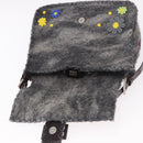FENDI Floral Mamma Baguette Shoulder Bag Felt Gray Silver Auth 185390SAM-19