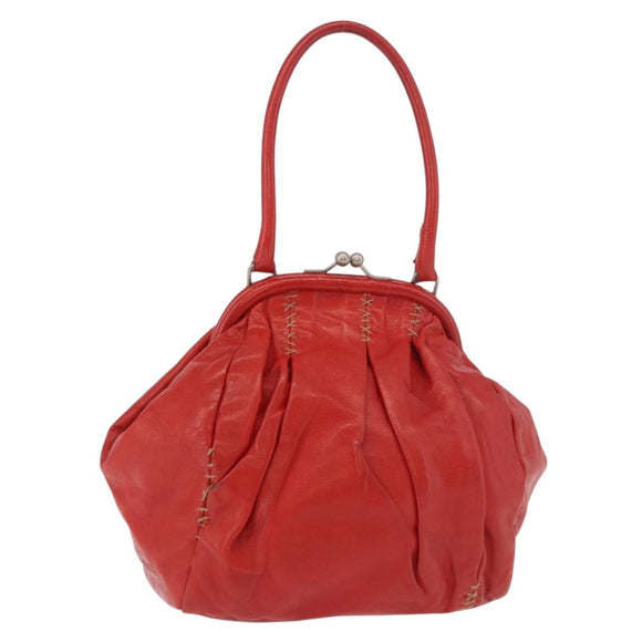 Miu Miu Hand Bag Leather Red Silver Auth 185391V