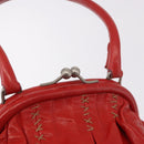 Miu Miu Hand Bag Leather Red Silver Auth 185391V-16