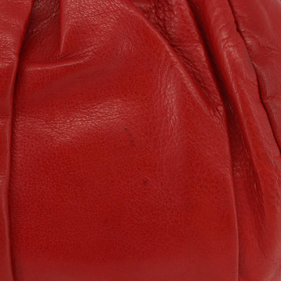 Miu Miu Hand Bag Leather Red Silver Auth 185391V