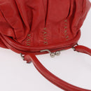 Miu Miu Hand Bag Leather Red Silver Auth 185391V-7