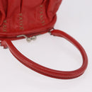 Miu Miu Hand Bag Leather Red Silver Auth 185391V-8