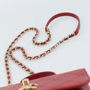 CHANEL Matelasse Chain Shoulder Bag Lamb Skin 2way Red Gold CC Auth 185393SAM-15