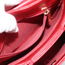 CHANEL Matelasse Chain Shoulder Bag Lamb Skin 2way Red Gold CC Auth 185393SAM-24