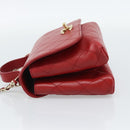 CHANEL Matelasse Chain Shoulder Bag Lamb Skin 2way Red Gold CC Auth 185393SAM-3