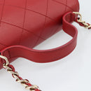CHANEL Matelasse Chain Shoulder Bag Lamb Skin 2way Red Gold CC Auth 185393SAM-7