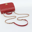 CHANEL Matelasse Chain Shoulder Bag Lamb Skin 2way Red Gold CC Auth 185393SAM-8