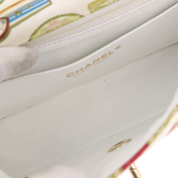CHANEL Cuba Collection Matelasse 20 Chain Bag Satin White Gold CC Auth 185394SM