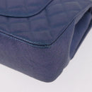 CHANEL Chain Matelasse 25 Shoulder Bag Caviar Skin Blue Gold CC Auth 185395SM-17