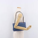 CHANEL Chain Matelasse 25 Shoulder Bag Caviar Skin Blue Gold CC Auth 185395SM-30