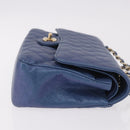 CHANEL Chain Matelasse 25 Shoulder Bag Caviar Skin Blue Gold CC Auth 185395SM-3