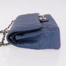 CHANEL Chain Matelasse 25 Shoulder Bag Caviar Skin Blue Gold CC Auth 185395SM-4